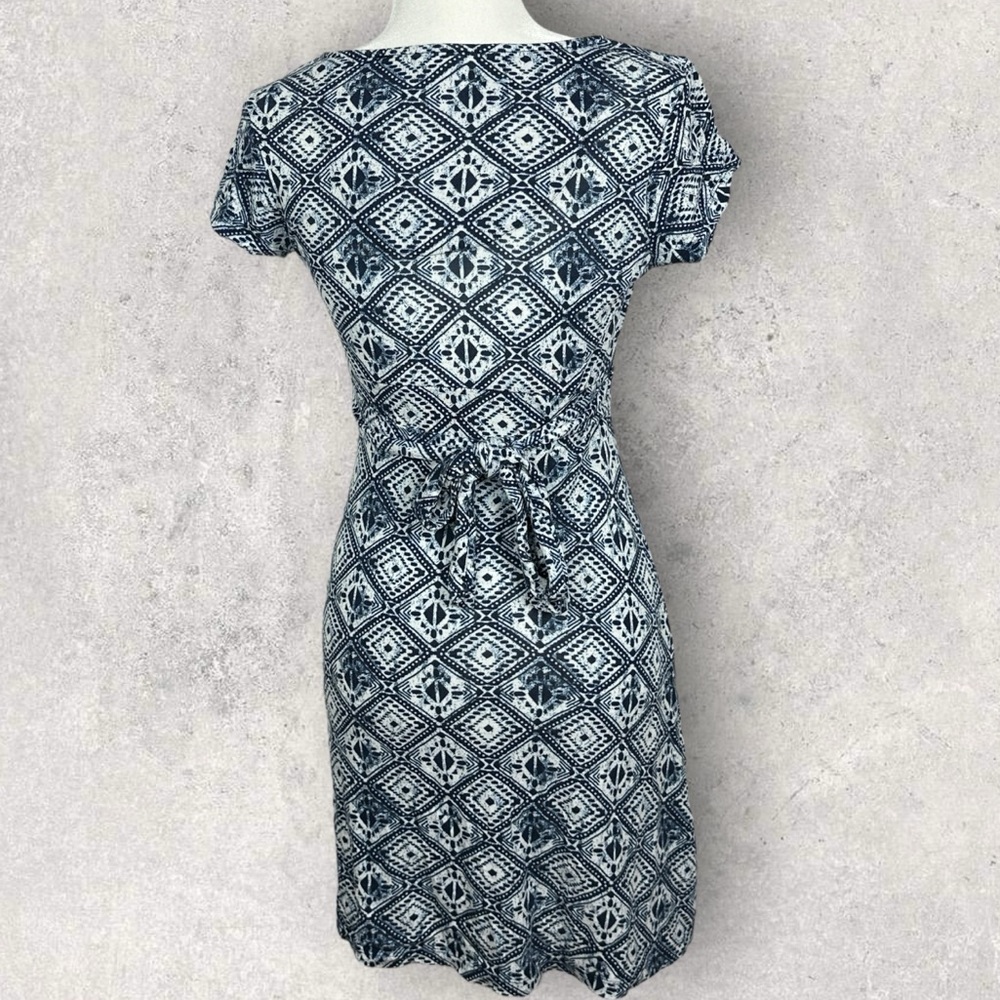 FatFace United Kingdom Blue Printed Short Sleeve Mini‎ Dress Size 6 V-Neck Boho - Picture 5 of 13